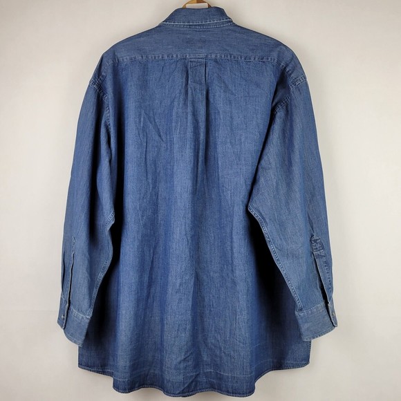 MagnaClick Shirt Mens XXL Blue Denim Long Sleeve Adaptive Magnetic Button Down - Picture 7 of 9